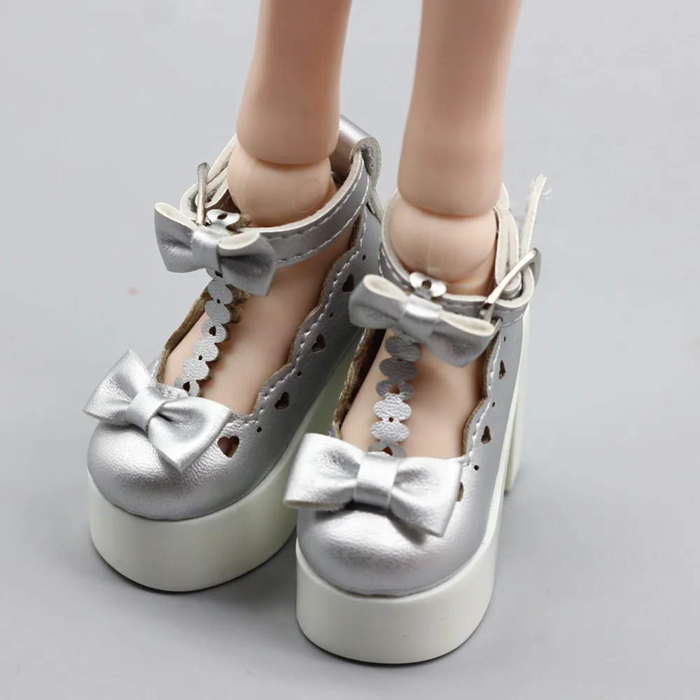 Модные туфли на высоком каблуке 7,8 см с бантиком; 60 см; 1/3; BJD куклы; аксессуары к платью; лучший подарок для девочек; игрушки - Цвет: Silver