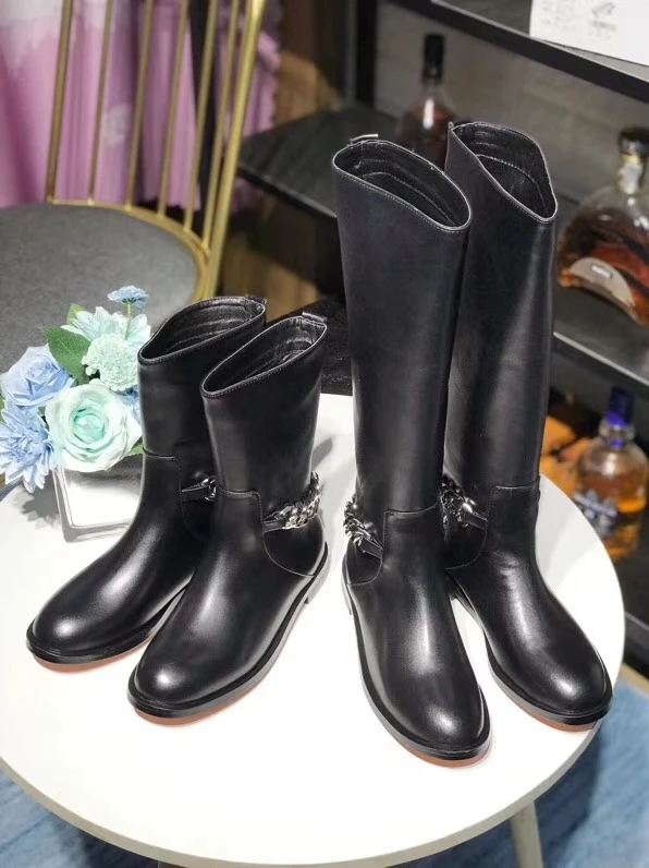 De Cuero Planas Negro Show Cabeza Las Versátil Knight Mujeres As Botas Redonda Moda Rodilla Invierno Volver Cadena qXdnO