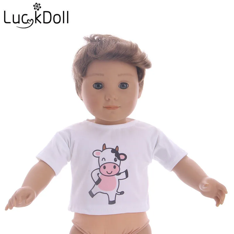 LUCKDOLL хлопковая Футболка Подходит для 18-дюймовые американская кукла Logan кукла мальчик одежда аксессуары игрушки для детей