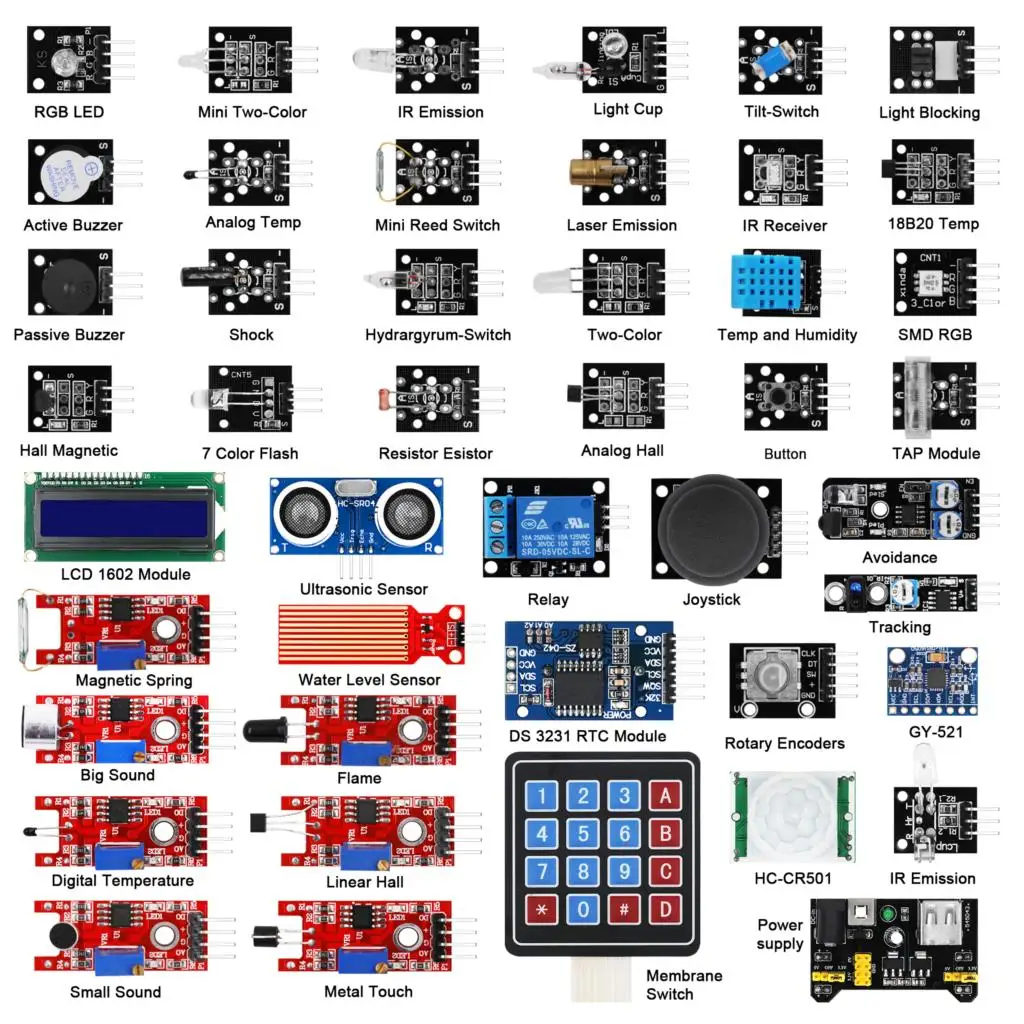 45 в 1 датчик s модули стартовый комплект лучше, чем 37 в 1 комплект датчика для Arduino для UNO R3