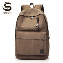 Scione Canvas Vintage Backpack Men School Laptop Backpack Women Travel Shoulder Bag Back Pack For Teenager Couple Retro Rucksack