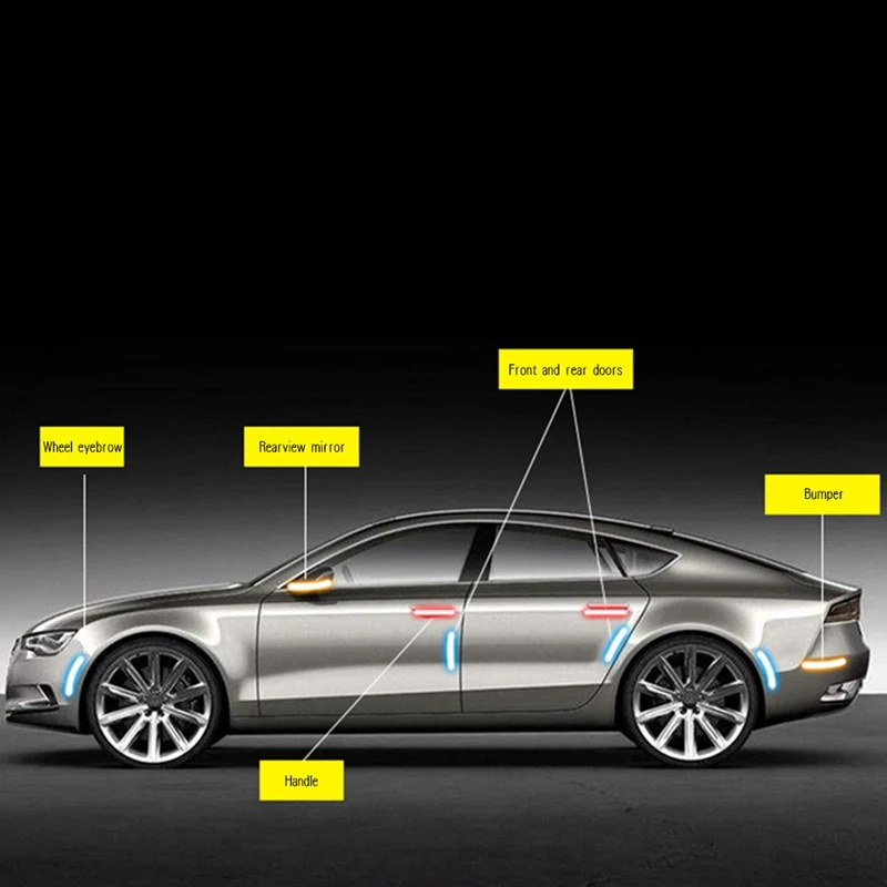2 шт./компл. двери автомобиля защитные перчатки анти-столкновения Предупреждение Светоотражающие Стикеры сильной отражающей углеродного волокна автомобильные полосы
