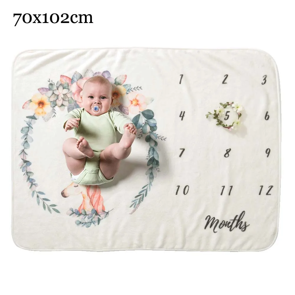 Прямоугольное одеяло-Ростомер для новорожденного ребенка/ребенка, подарок для мальчика, одеяло для фотосъемки 76X102 см - Цвет: flower C