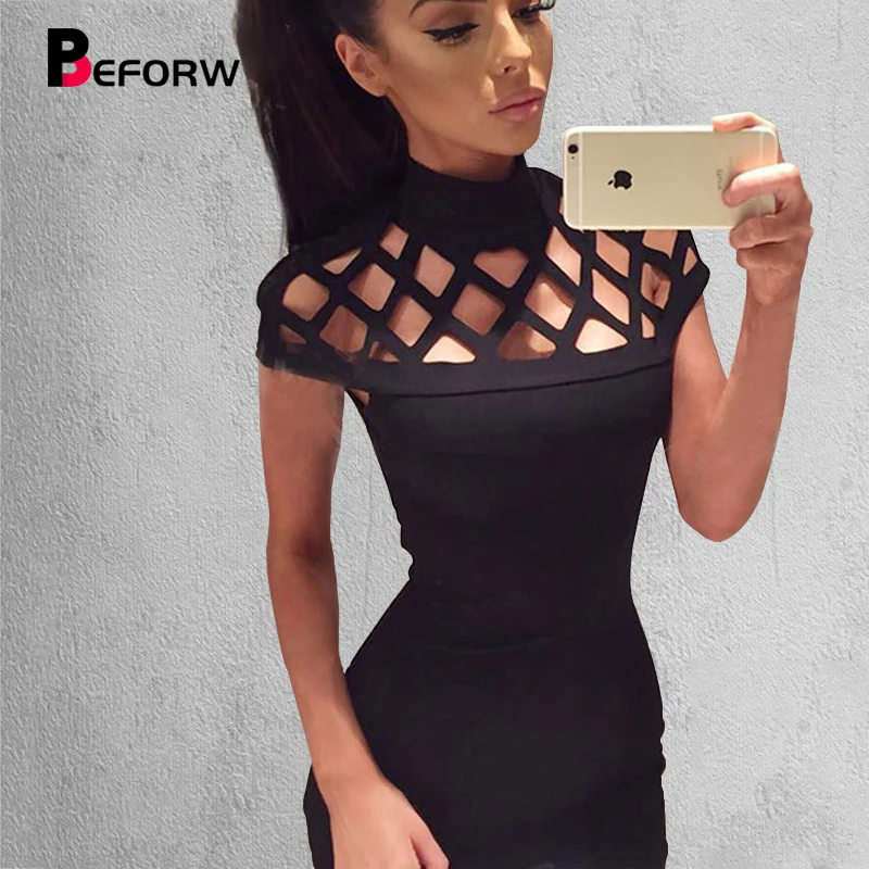 

BEFORW Sexy Women Dress Summer Casual Womens Bodycon Dresses Big Size Women Clothing Mini Club White Black Bandage Pencil Dress