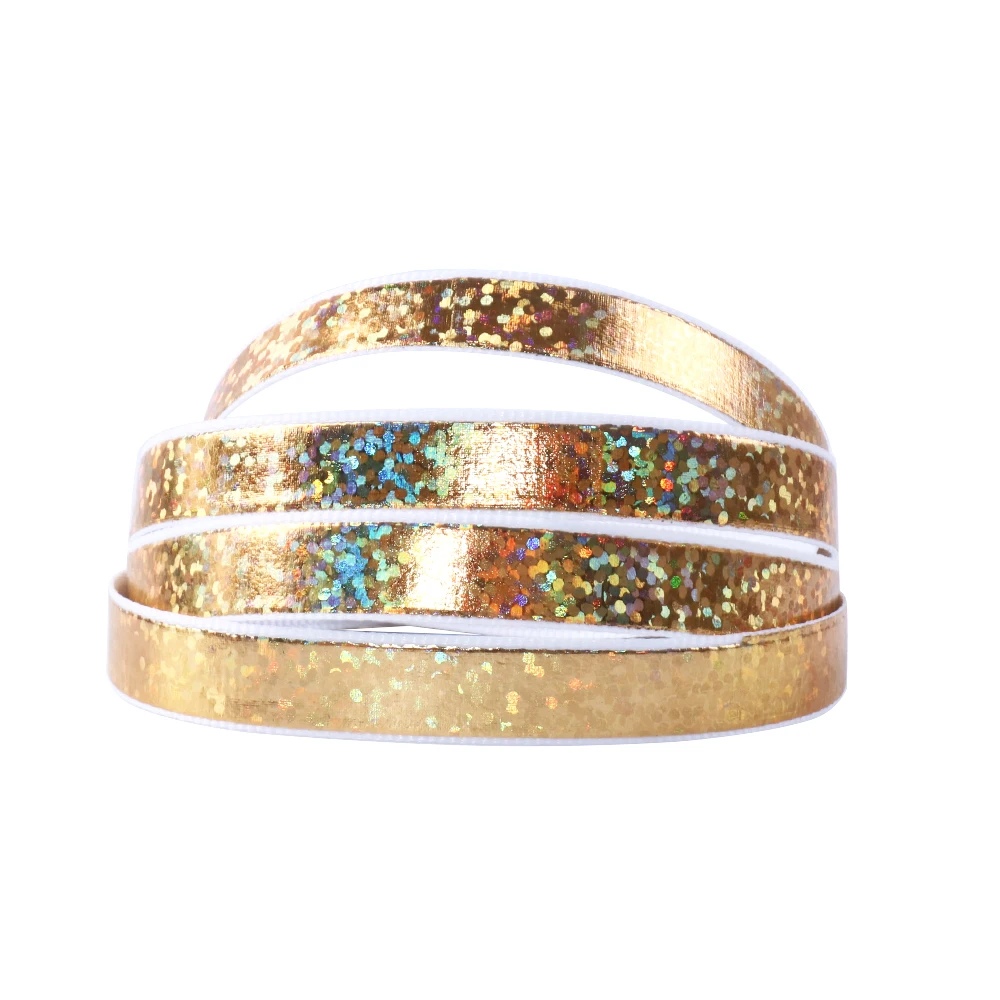 David accessories 3/8" 9mm silver laser Hologram polyester Grosgrain