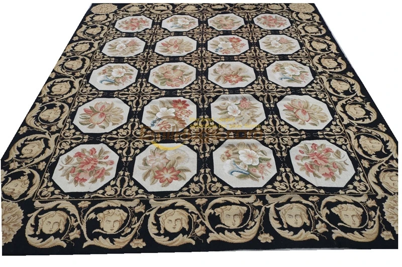 Античный Европейский точечный ковер из натуральной овечьей шерсти изысканный игольчатый ковер с медальоном