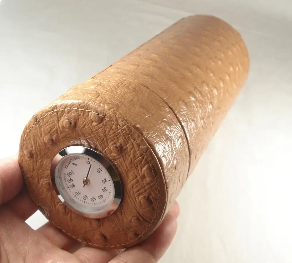 Genuine leather Travel Cigar Tube Jar Humidor