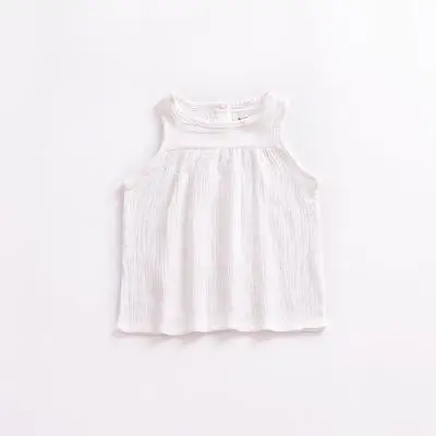 Блузка без рукавов для маленьких девочек; повседневные летние топы унисекс; Милая хлопковая одежда для девочек; г.; 5 цветов; однотонная детская одежда - Цвет: white