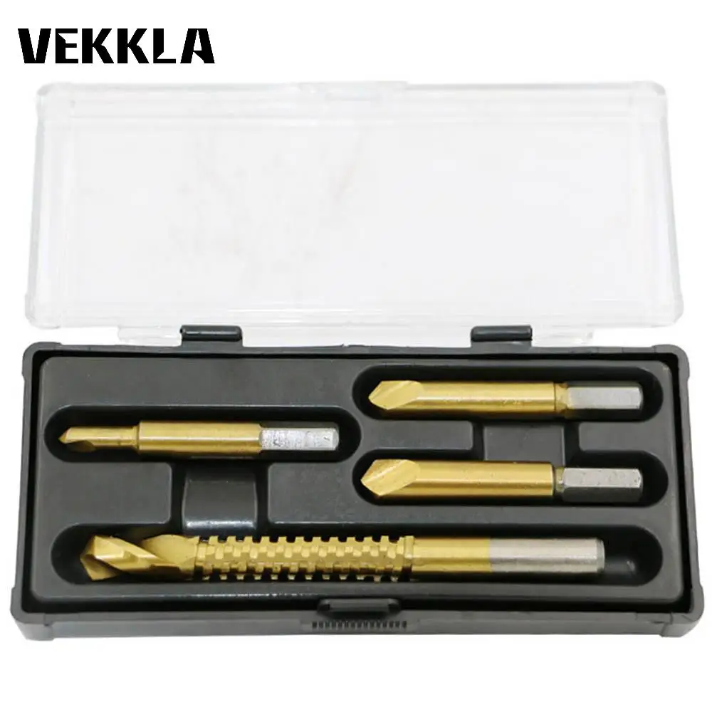 4pcs HSS Wood Screw Remover Extractor Saw Drill Screw Extractor Damaged