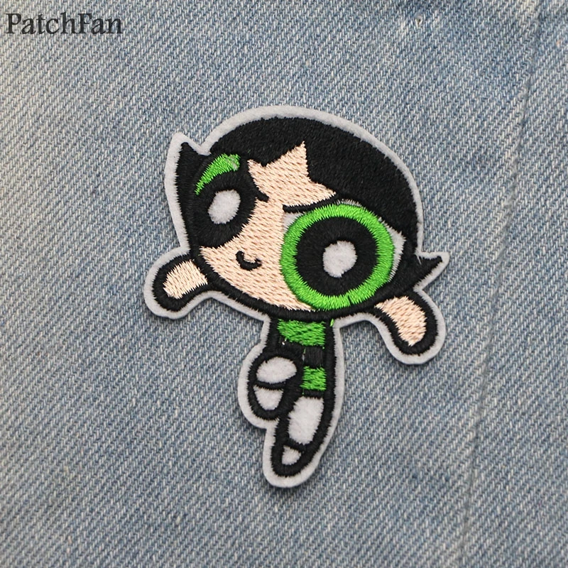 A0201 Patchfan The Powerpuff девочки, наклейка вышитая DIY железная/нашивка аксессуары новейшие популярные лоскуты аппликации