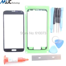 Black Replacement Screen Glass Lens Kit For Samsung Galaxy S5 SV i9600 SM-G900 Front Glass Replacement+Tool Glue Blade Adhesive