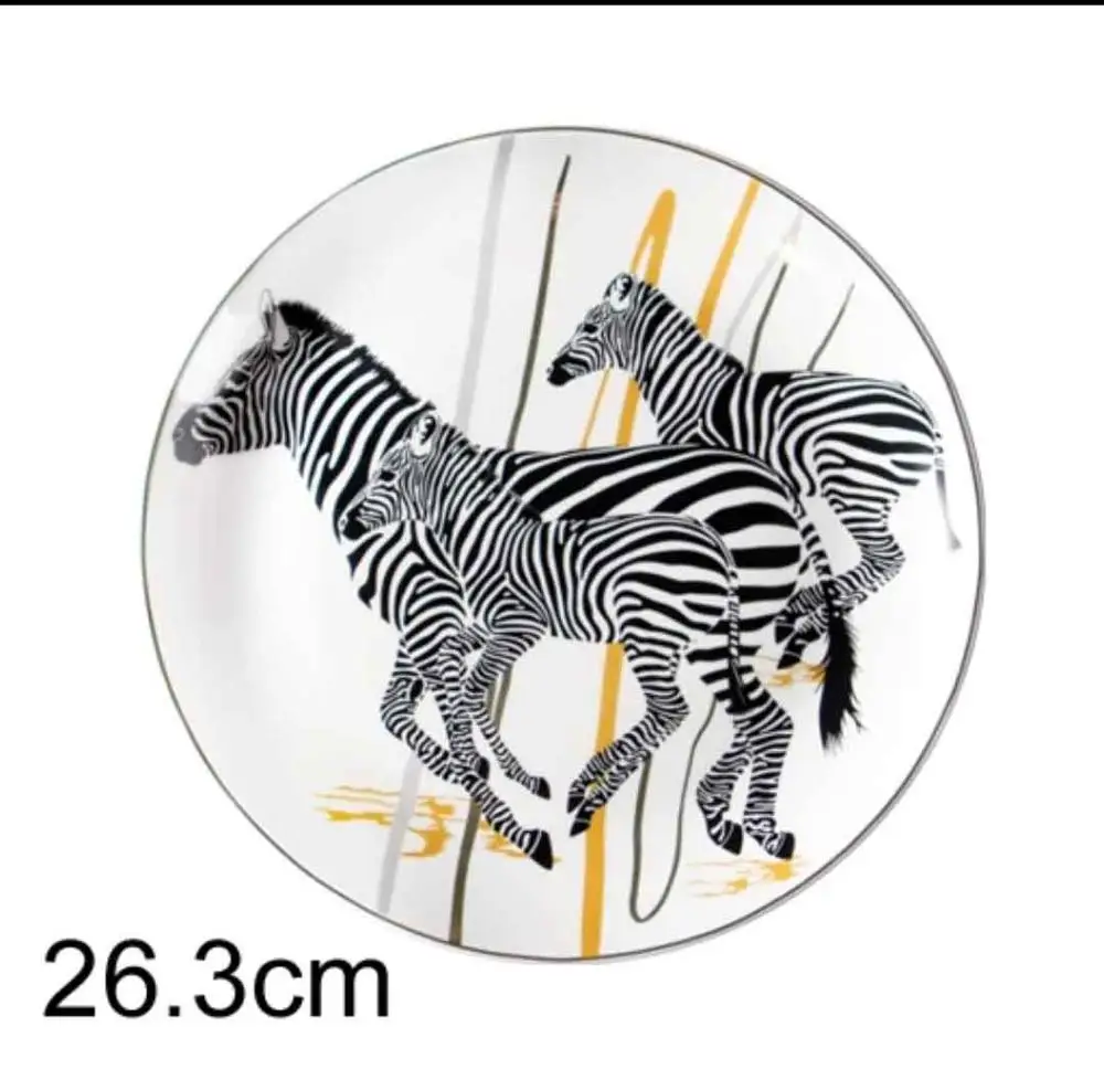 Творческий Керамика Zebra плиты статьи стены подвесные тарелки домашнее декоративное ремесло держатель для фруктов закуски хранения лоток ручной работы плиты - Цвет: 10 inch