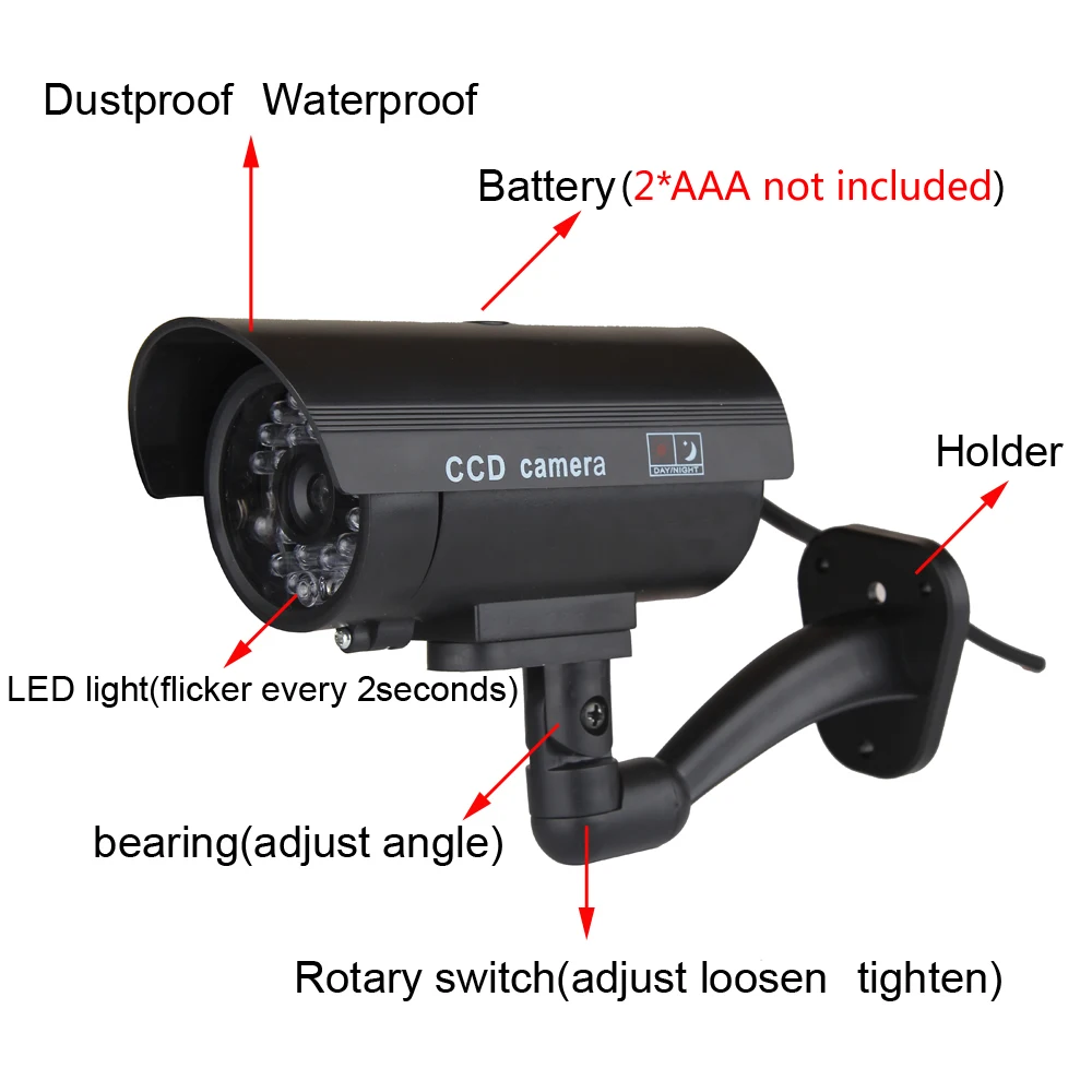 Wsdcam водонепроницаемый манекен имитация CCTV камеры с мигающий светодиодный для наружного или внутреннего Реалистичного вида поддельные камеры для безопасности