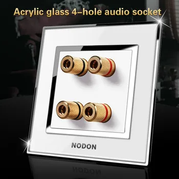 

Acrylic Glass Switch 4-hole Multimedia Dual Audio Speaker Audio Jack Panel