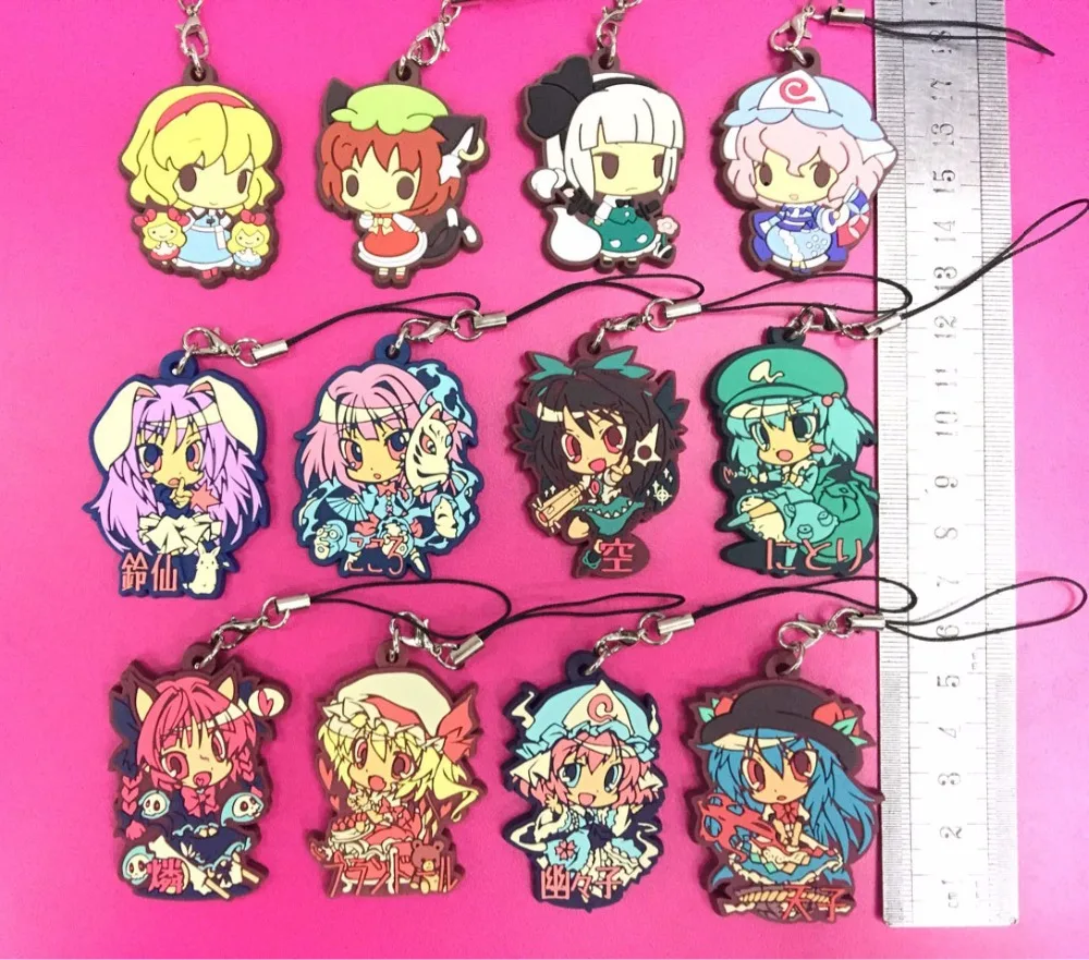 Случайный 12 шт./лот аниме Touhou Project оригинальный японский Рисунок резиновый