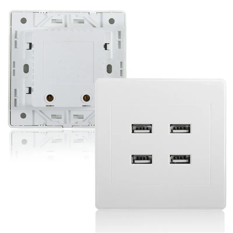 DC 4 Порты USB 5 В 3.1a Электрический настенный Зарядное устройство док-станции Разъем Мощность Outlet Панель пластины переключателя Питание