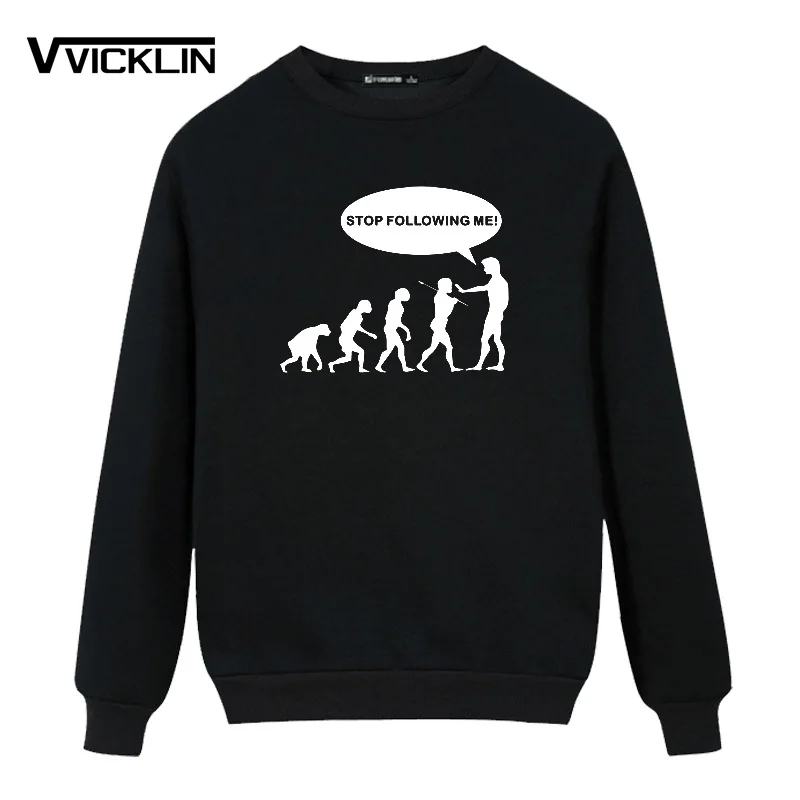

STOP FOLLOWING ME Evoloution Cavemen Funny Fleece Hoodies Sweatshirt Men Fashion Clothing off White Streetwear