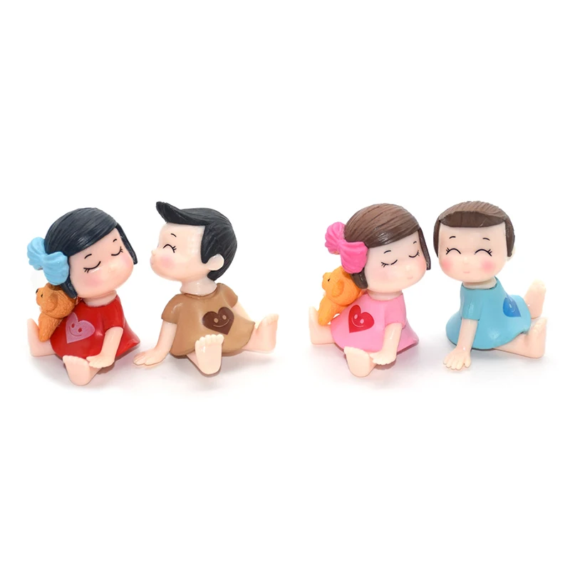 

2Pcs Mini Couple Figures Desktop Decor Miniature Fairy Garden Lovers Figurine Resin Ornaments Micro Landscape Decoration