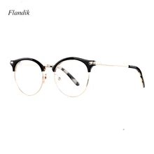 Полуободок металлические круглые легкие очки оправа женские ретро оптический, ацетатный очки для чтения при близорукости очки Леди Роскошный бренд анти-синяя рамка