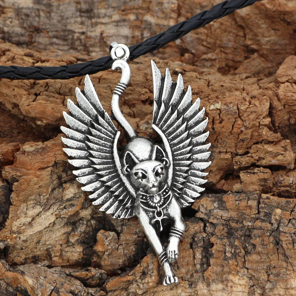 

Nostalgia Egypt Cat With Wings Bastet Necklace Wiccan Ancient Egyptian Jewelry Sphinx Wicca Pagan Amulet Talisman Witchcraft