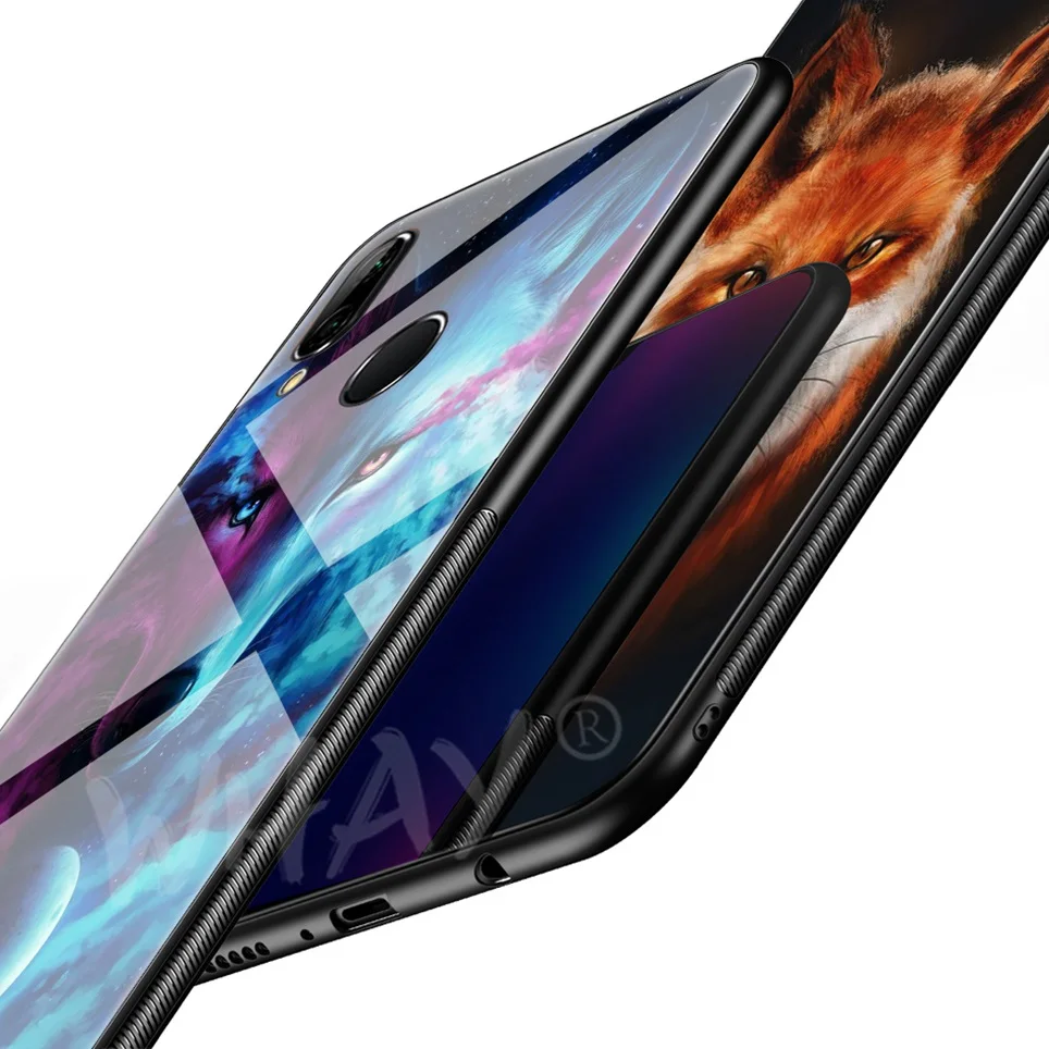Fitted Case For Huawei Nova 3 Luxury Pattern Glass Coque For P20 Pro P Smart  Mate P20 10 Lite Honor 7 10 9 Lite Y6 2018 Cover   (17)