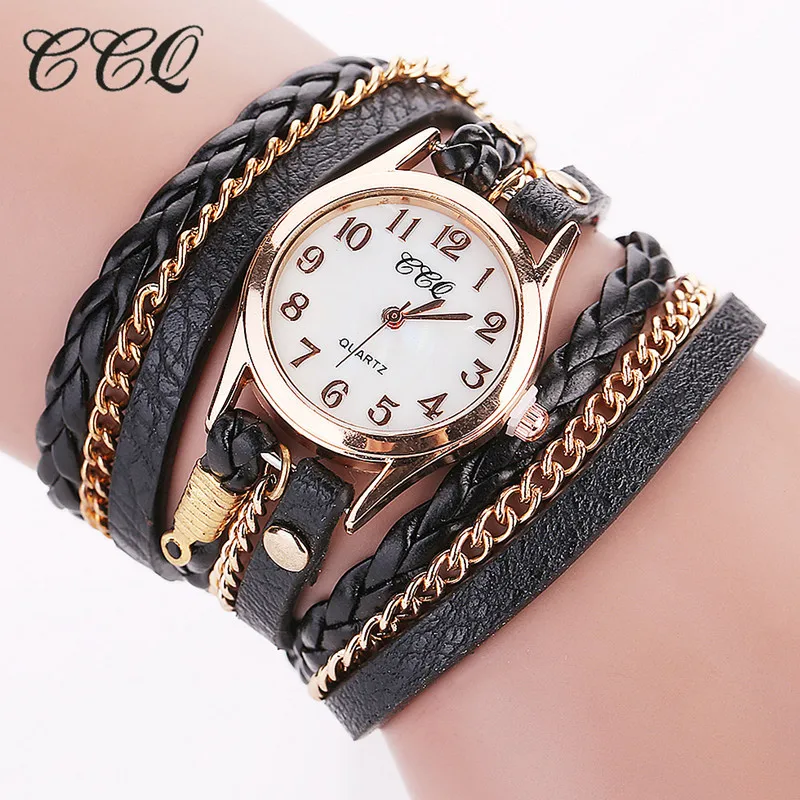 Ccq Fashion Gold Chain Leather Bracelet Watch Women Casual Wrist Ccq Fashion Gold Chain Leather Bracelet Watch Women Casual Wrist Og Quartz Clock Hour Relogio Feminino In S Watches From On
