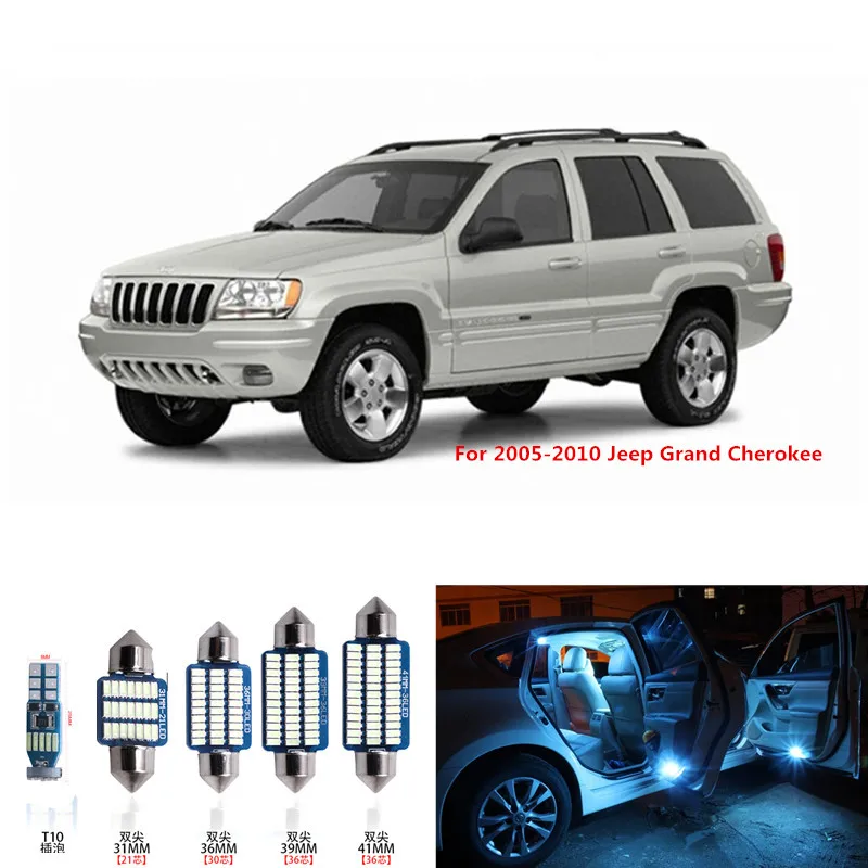

10pcs Canbus Car LED Light Bulbs Interior Package Kit For 1999-2004 Jeep Grand Cherokee Map Dome Trunk License Plate Lamp white