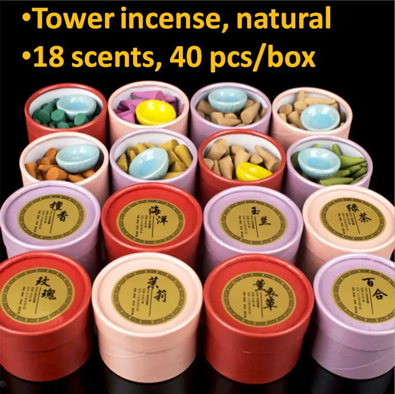 40pcs Natural Tower Incense colored Indian incense Smoke herbal incense