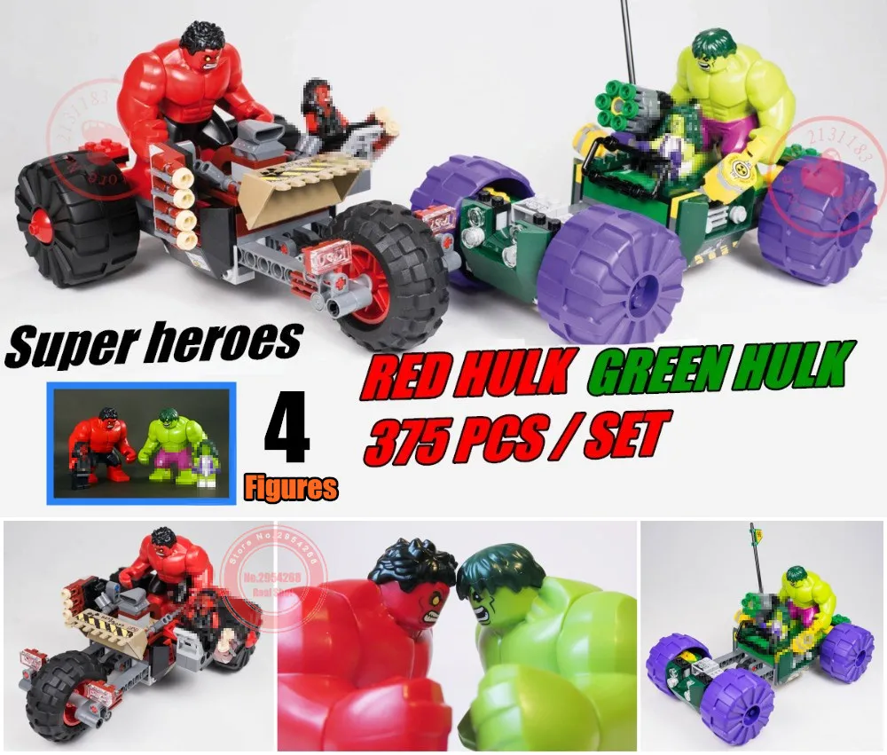 

New Super Heroes red hulk vs geen hulk Marvel fit avengers 76078 figures model building Blocks Bricks Toys gift kid boy