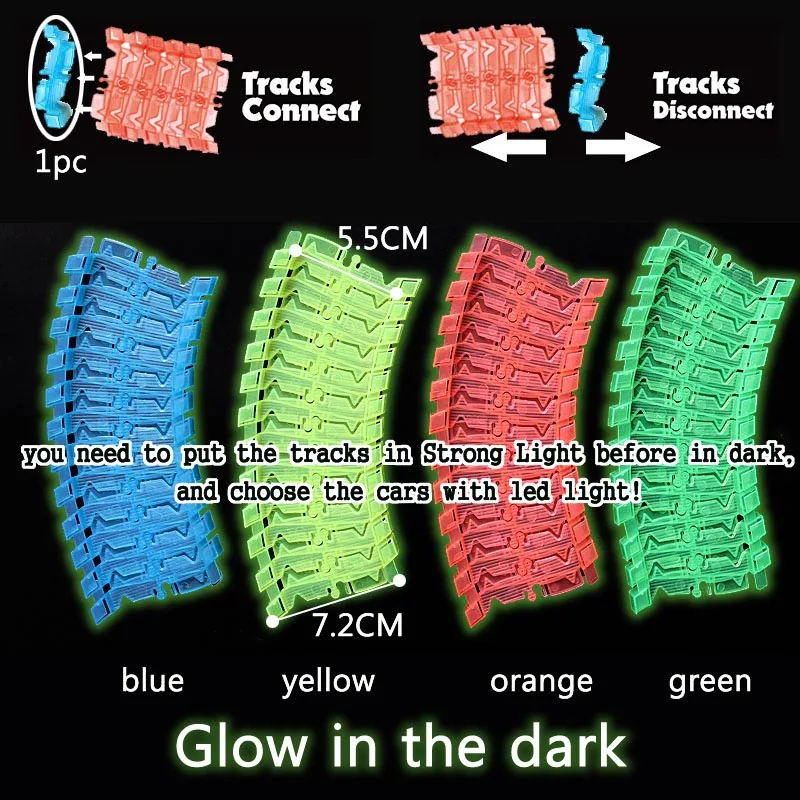 Создайте дорожный игрушечный волшебный гибкий гоночный автомобиль трек Набор аксессуаров и светодиодный гоночный автомобиль светится в темноте гоночный трек Обучающий игровой набор - Цвет: 96pcs track styles 1