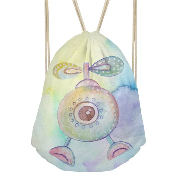 Noisydesigns Cute Robot Cartoon Women Backpack Fitness Yoga Sports Women Drawstring Bag Storage Bag School Girls