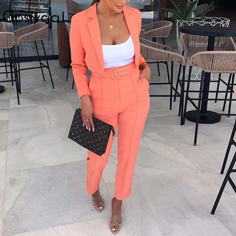 

COSYGAL Autumn Fashion Jacket+pants Two Piece Set Sexy Club Outfits Flourescent Lace Up 2 Piece Set Women Set Festival Clothing