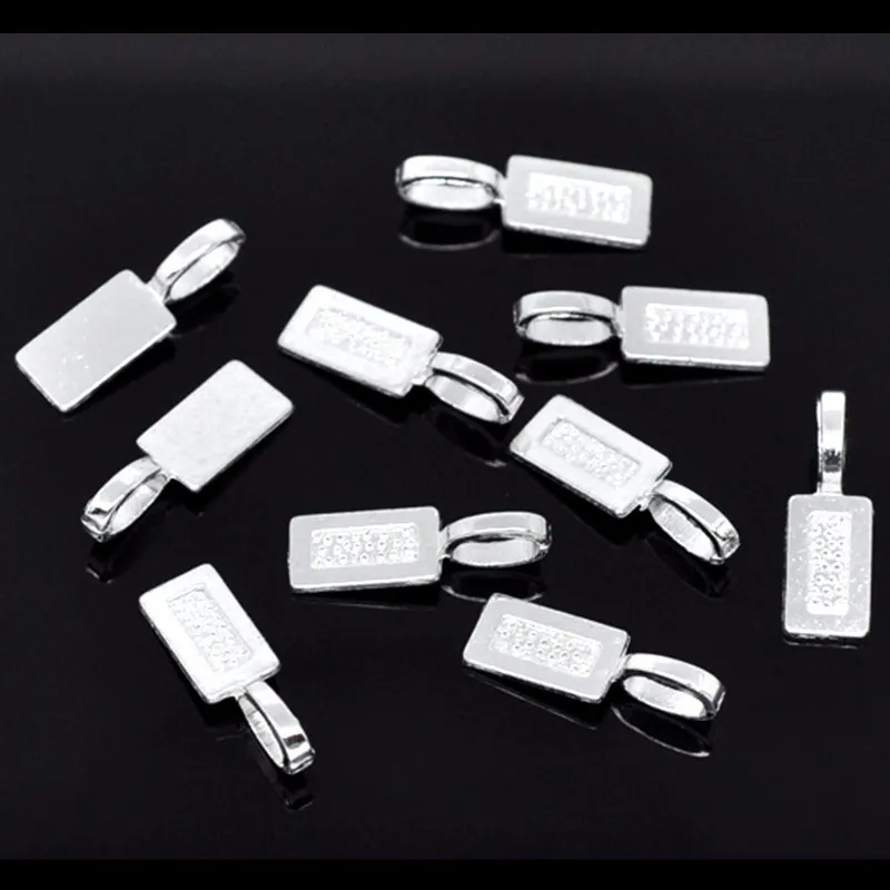 

50Pcs Free Shipping Hot New DIY Silver Plated Tag Glue on Bail Fashion Jewelry Making Findings Component 21x7mm