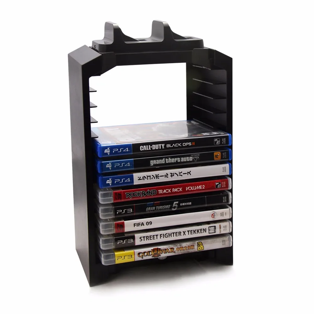 Multifunctional Disk Storage Tower with Controller Charging Dock and Console Stand for Sony Playstation 4 PS4