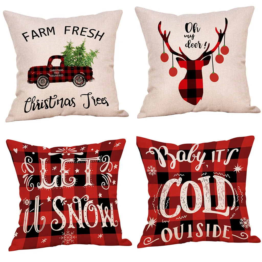 

ISHOWTIENDA 4Pcs Home Decor Cushion Cover Graffi Style Throw Pillowcase Pillow Covers