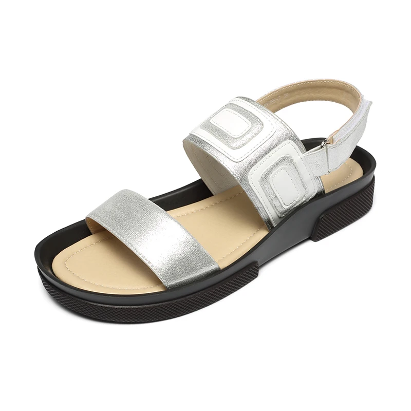 AIMEIGAO Plus Size Flat Summer Women Sandals Flat Casual Shoes Fashion Comfortable Roman Sandals Peep-toe Flat Women Shoes