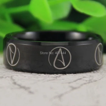 

Free Shipping USA UK Canada Russia Brazil Hot Sales 8MM Shiny Black Bevel Atheist Comfort Fit Design Men's Tungsten Wedding Ring