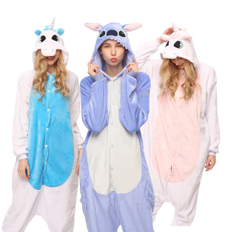 Для мужчин Для женщин Lover Onesie Пижама с капюшоном в виде животных Стич Пикачу единорога панда с человеком-пауком Пижама унисекс для взрослых