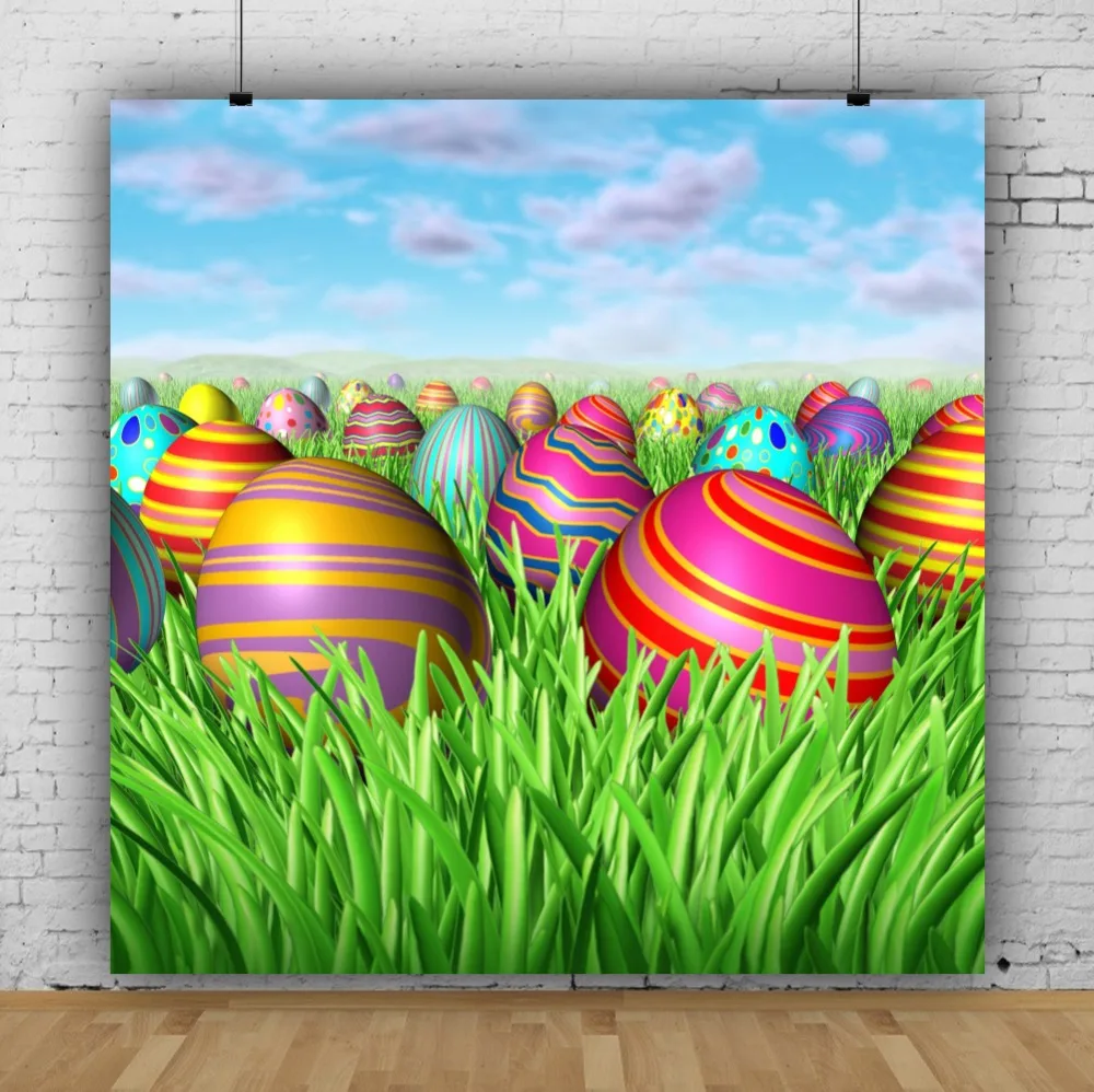 Laeacco Field Colorful Egg Easter Baby Newborn Scene Photography Backgrounds Customized Photographic Backdrops For Photo Studio