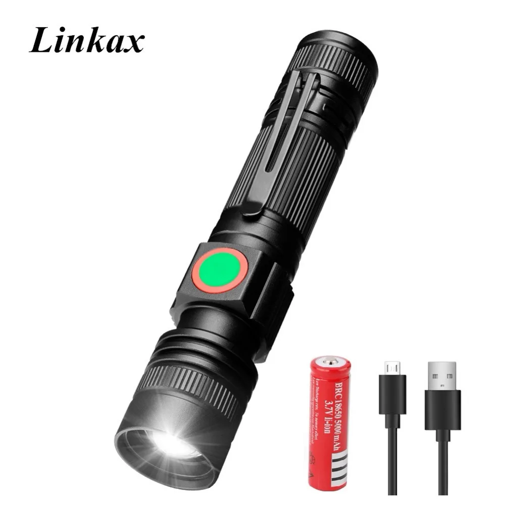 

Aluminium alloy Convex lens CREE XML-T6 LED Flashlight USB Charging 3Mode 3800Lumens Zoom Focus Flash Lamp Torch 18650