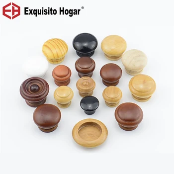 

Drawers Wardrobe Small Hand Wooden Cabinet Handle Cupboard Door Round Cupboard Single Hole Wood Mushroom