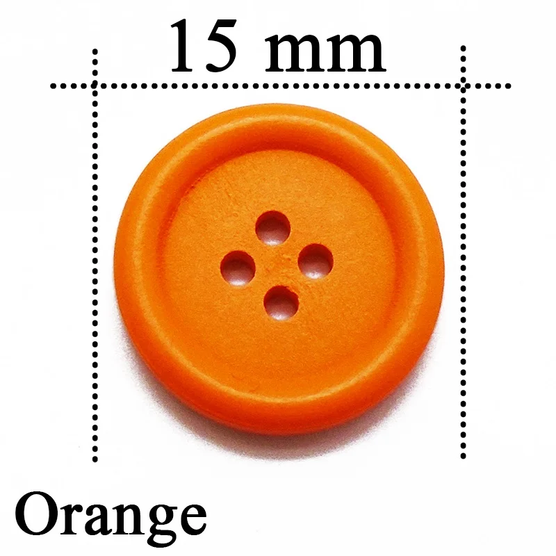 ZIEENE 10 шт 100 шт Смешанные 7 цветов 25 мм 30 мм Детские крашеные большие деревянные пуговицы DIY шитье скрапбукинг для ручной работы 15 мм 20 мм - Цвет: Orange 15mm