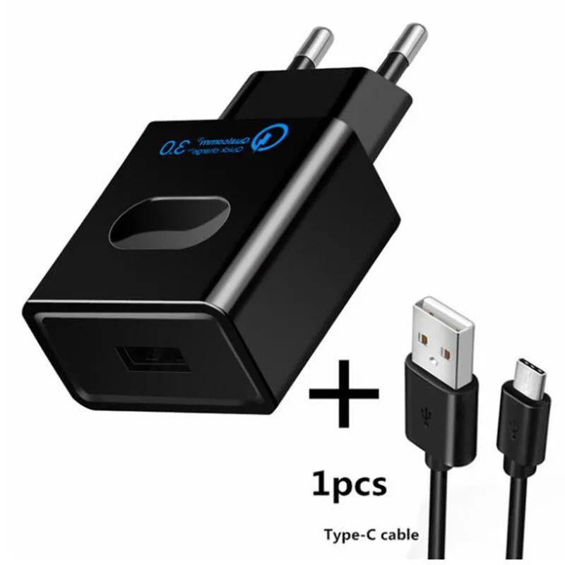 Быстрая зарядка 3,0 USB зарядник Быстрая зарядка QC3.0 зарядка с usb-кабелем Портативный ЕС мобильный телефон зарядное устройство адаптер для Iphone - Тип штекера: as the picture shows