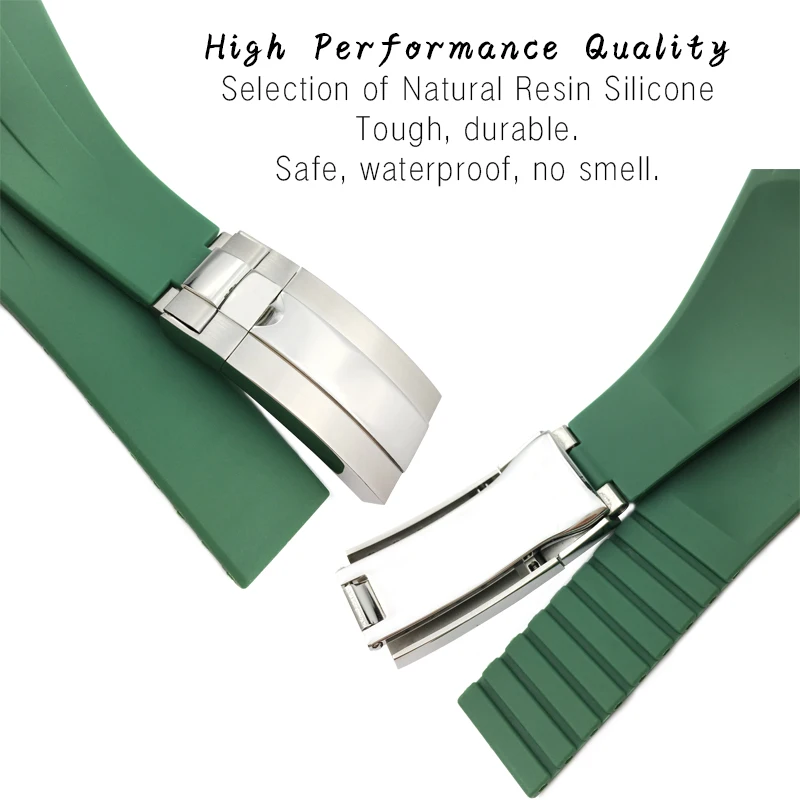 20mm 21mm Rubber Silicone Watch Strap Combination Buckle Waterproof Watchband for Role Submariner Daytona GMT OYSTERFLEX Watch