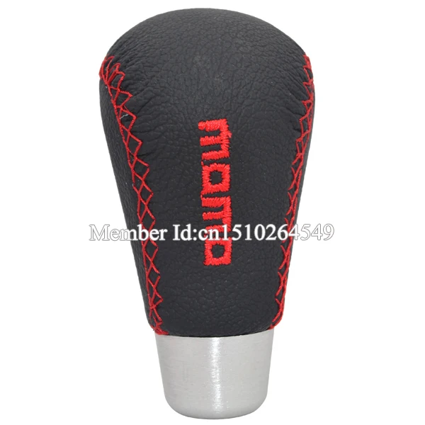 Universal MOMO Gear Shift Knob Real Leather Shift Knob With Red Stitch