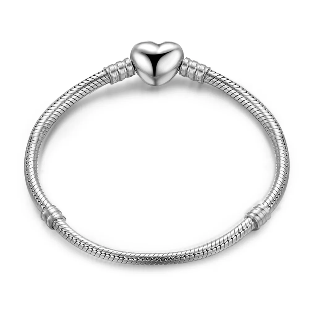 

ZMZY 925 Sterling Silver Bracelet Women Bracelets Heart Snake Chain Charm Bracelet Femme DIY Luxury Jewelry Love Gift