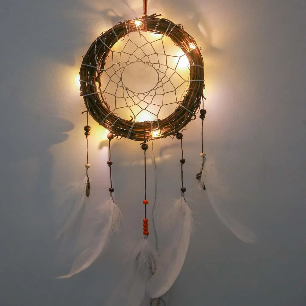 Wind Chimes 65g LED Dream Catcher Cloud Feather Dreamcatcher Girl