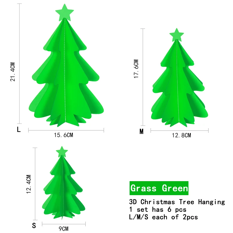 Шт. 6 шт. искусственный зеленый DIY Уникальный рождественский 3D дерево украшения стол Рождественская бумага дерево гирлянда украшения белый - Цвет: Grass Green