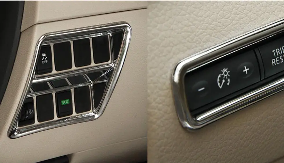 

Bright Style! For Nissan Rogue / X-trail T32 2014 - 2018 Pearl Chrome Headlight Switch + Odometer Button Cover Trim 2Pcs