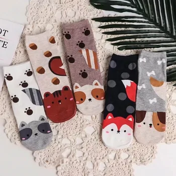 

Cute Cotton Jacquard Fruit Socks Cartoon Animals Cat/Dog/Rabbit Pattern Women Socks Spring Girl Crew Socks